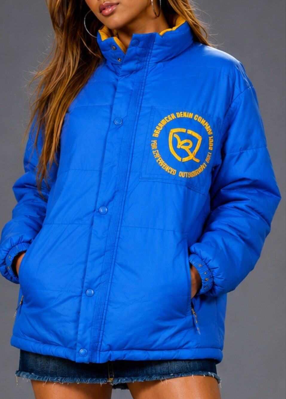 Rocawear Vintage Y2K Blue Puffer Jacket XL Hip Hop Streetwear Winter Coat Logo